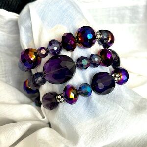 Purple stretch bracelet set